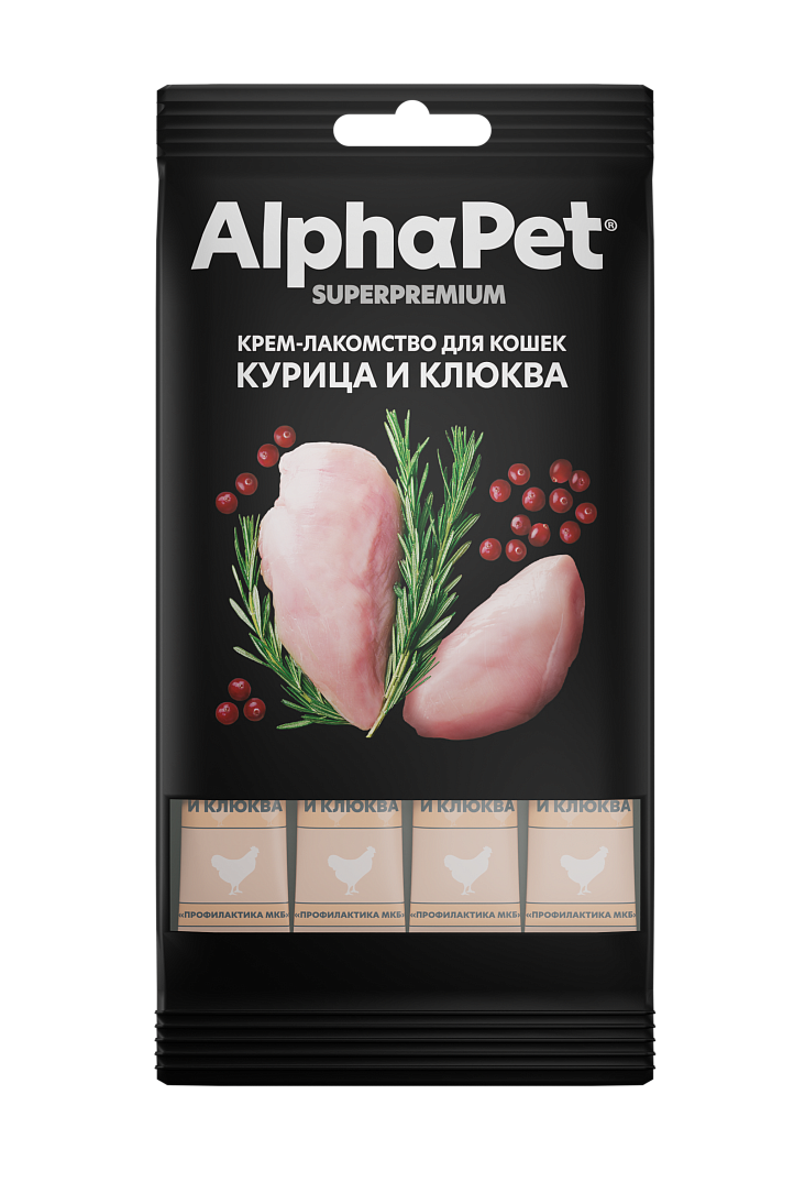 ALPHAPET (Альфапет) лакомство крем-суп для кошек курица и клюква, 48 г