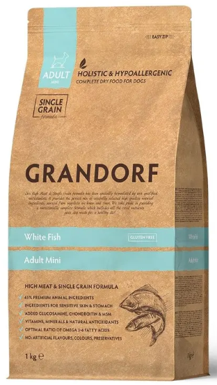 Grandorf (Грандорф) корм для  взрослых собак мелких пород Белая рыба, 1 кг