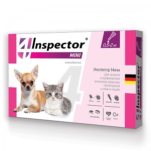 Inspector инсекто-акарицидные капли от всех паразитов  для кошек  и д/ собак 0,5-2 кг.