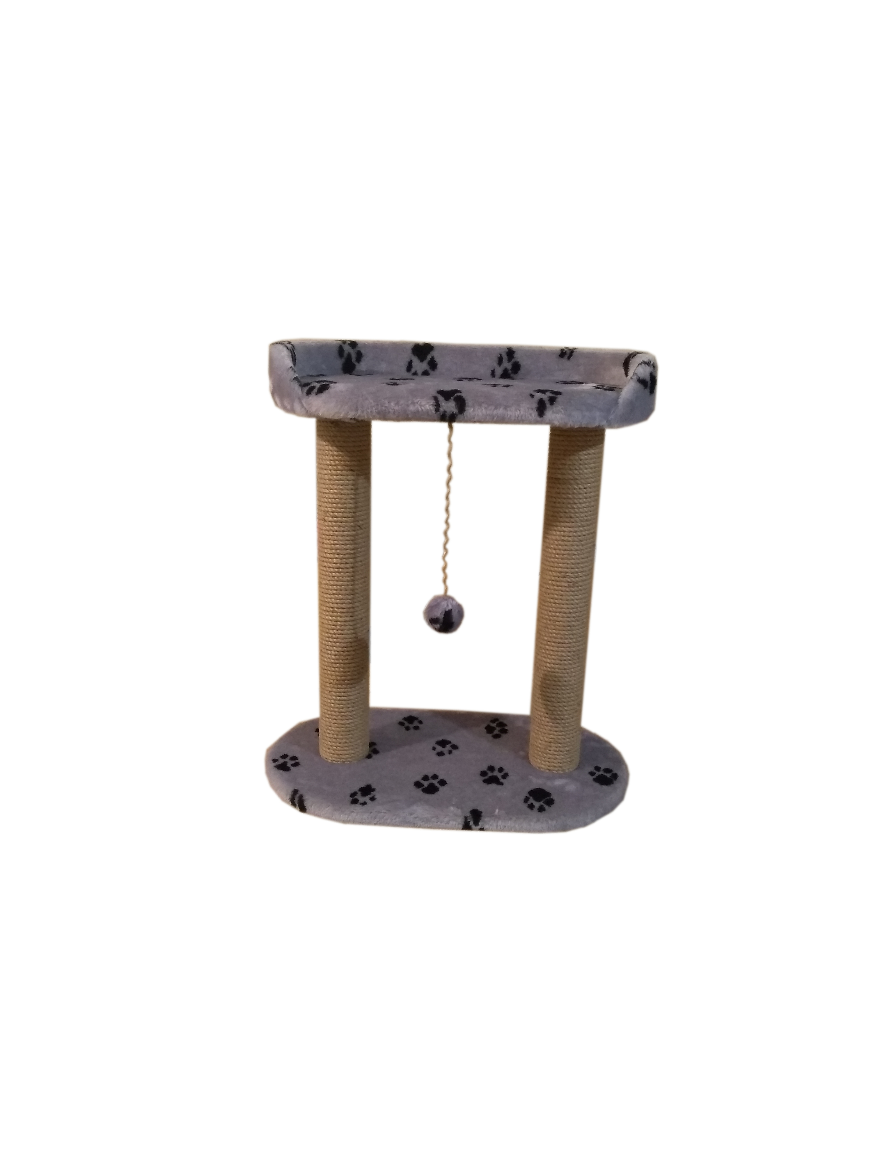 Когтеточка с двумя столбами 38*38*65 см, верхняя лежанка 38*38 см, мех,"Рыжий кот"