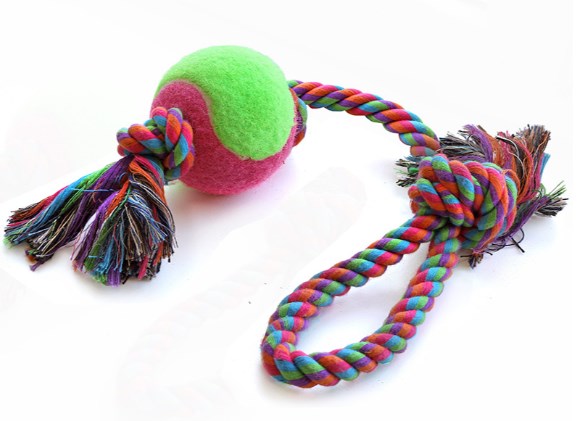 Игрушка для собак "Верёвка с петлей, 2 узла и мяч", d65/430мм, Triol