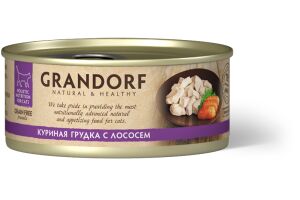 Grandorf (Грандорф) Консервы для кошек куриная грудка с лососем, 70 г