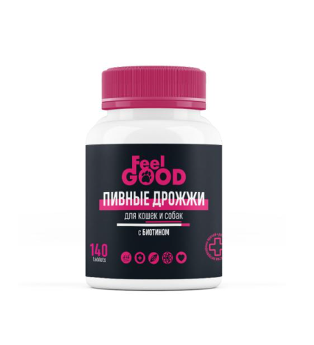 FeelGOOD Пивные дрожжи с биотином и чесноком для кошек и собак, 140 табл.