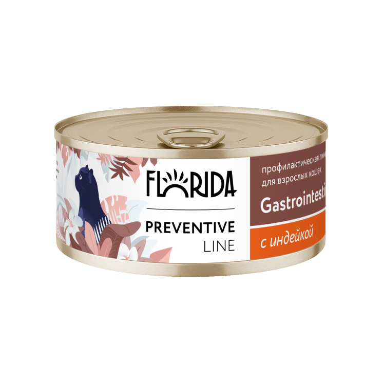 Florida (Флорида) Консервы Гастро для кошек при расстройствах пищеварения, с индейкой 100 г