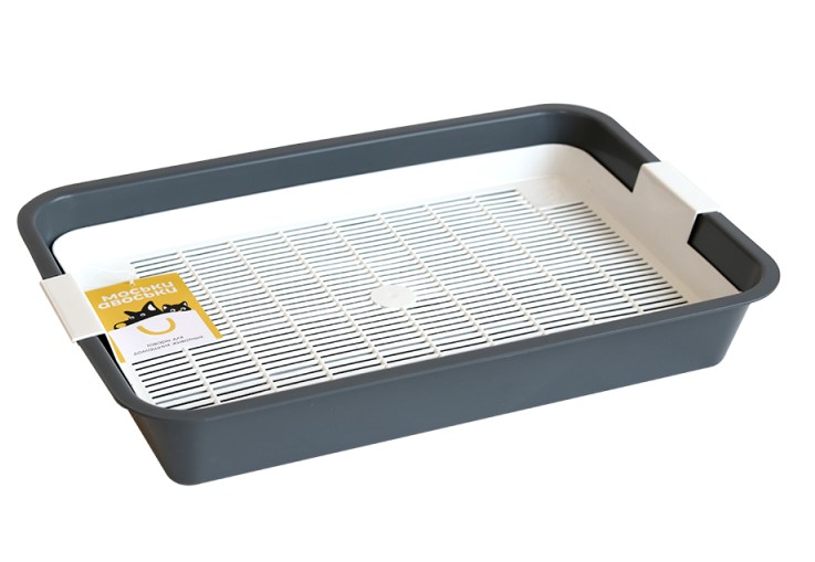 Туалет для кошек с сеткой Моськи-Авоськи 40*26*6,5см серый