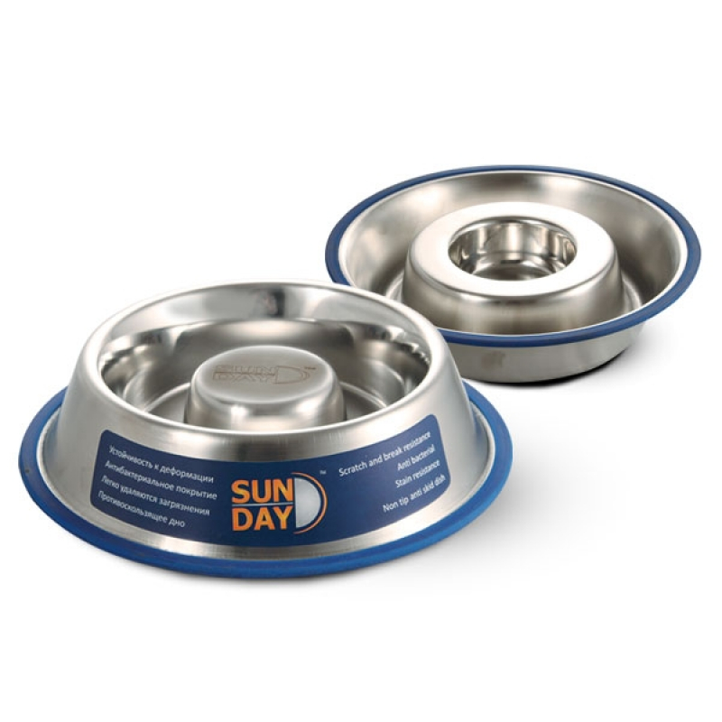 Миска металлическая на резинке Slow Feed SUNDAY 1,35 л Triol