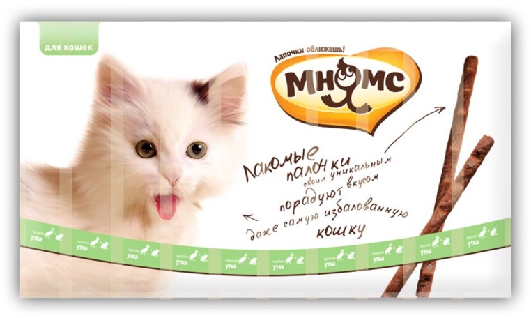 Мнямс лакомые палочки 13,5 см для кошек с уткой и кроликом 10шт*5 г 701139 (цена за шт)