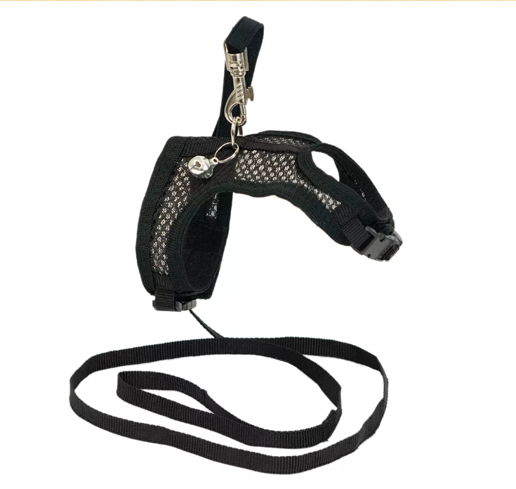 Дарэленд Шлейка текстильная+поводок АЭРО №4 д/хорьков/кроликов об.гр.21-26см (3D-сетка цв.) черная