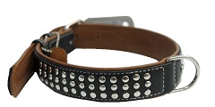 Ошейник "Collar Soft" с металлическим украшением черный верх 35 мм*46-60 см 7214