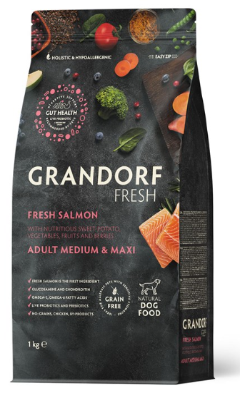Grandorf (Грандорф) Fresh Свежее филе лосося с бататом для собак средних и крупных пород 10 кг