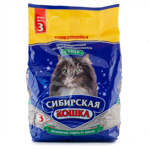 Наполнитель Сибирская кошка Супер комкующийся 3 л 00023904