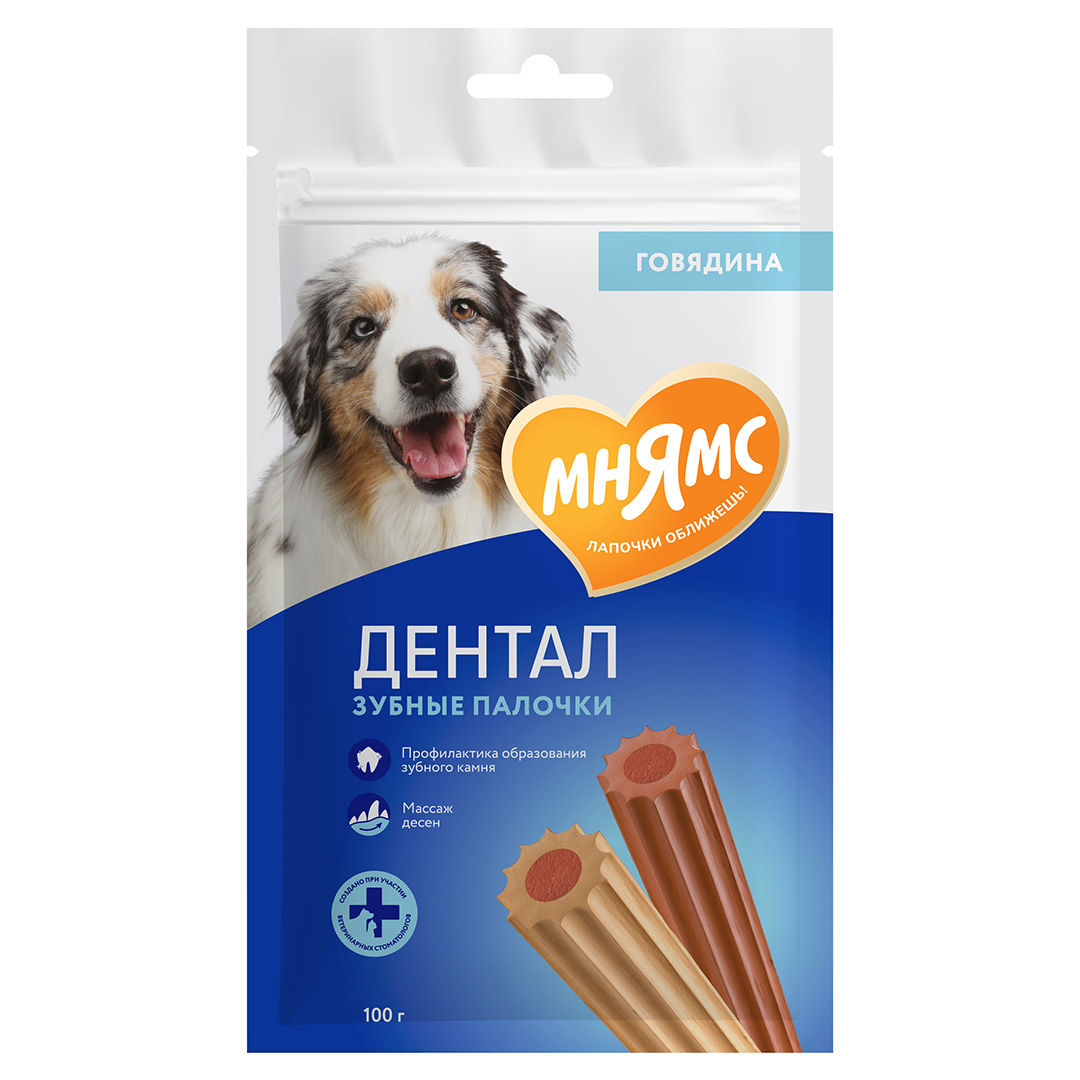 Мнямс DENTAL лакомство для собак "Зубные палочки" с говядиной 100 г