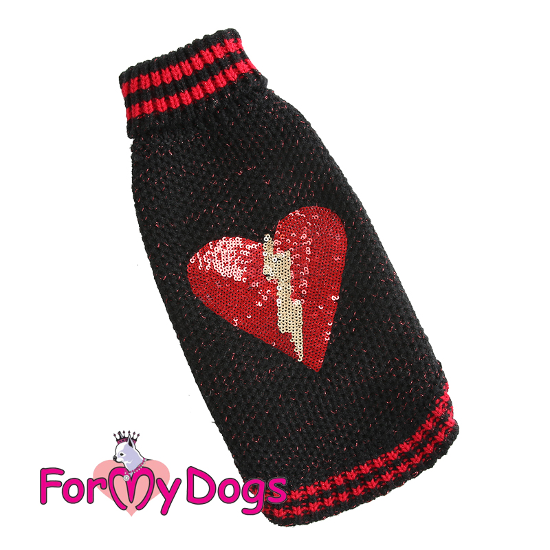 FOR MY DOG Свитер вязаный "Сердце"черный (14-16) FW973-2021  