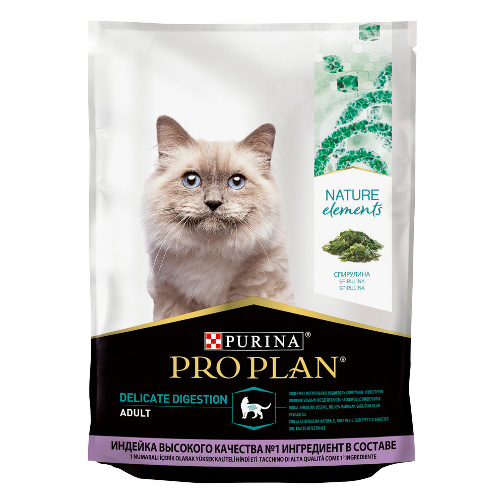 PRO PLAN (Про План)Nature Elements DELICATE DIGESTION сухой корм для взрослых кошек с индейкой 200г