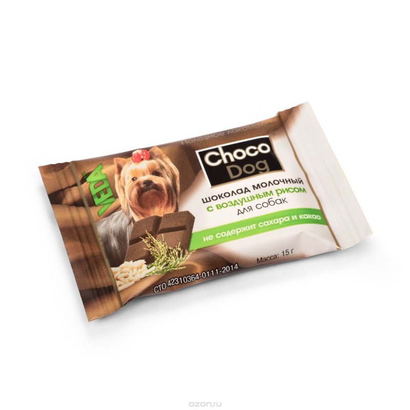 Шоколад молочный с воздушным рисом для собак CHOCO DOG 15 г