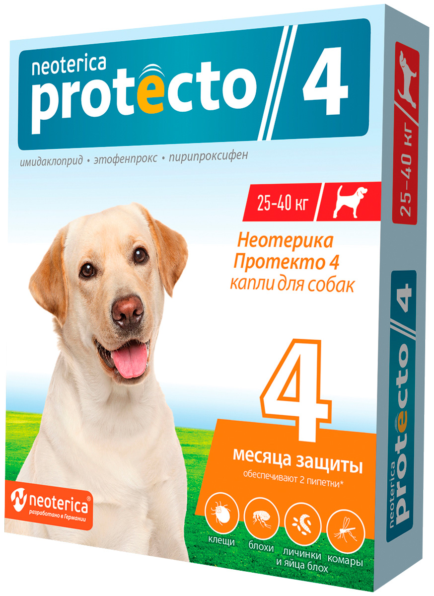 Protecto (Протекто) капли от клещей на холку для собак  25-40 кг, Неотерика