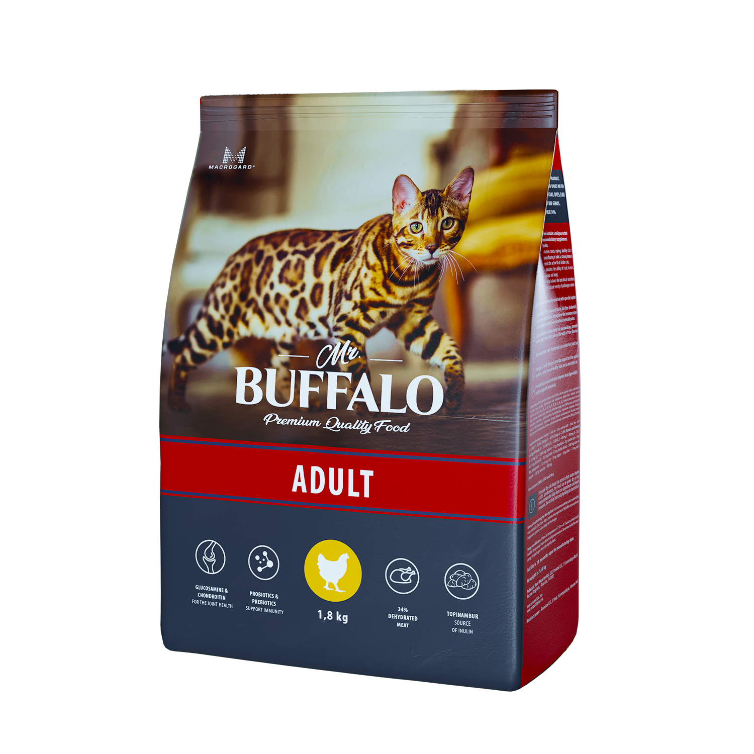Mr. Buffalo ADULT Сухой корм д/к курица 1.8 кг