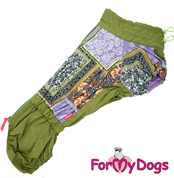 FOR MY DOG Дождевик "Пэчворк" зеленый для девочек 631SS-2022F