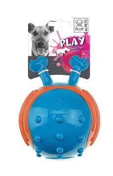 Игрушка для крупных пород мяч с рожками синий/оранжевый 17 см, Mpets
