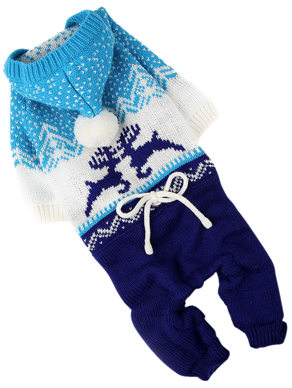 FOR MY DOG Костюм вязаный "Олени" синий (14-16) FW834-2019 B