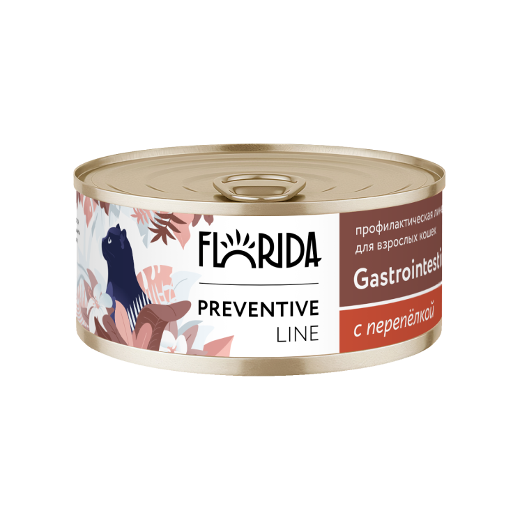 Florida (Флорида) Консервы Гастро для кошек при расстройствах пищеварения, с перепелкой 100 г