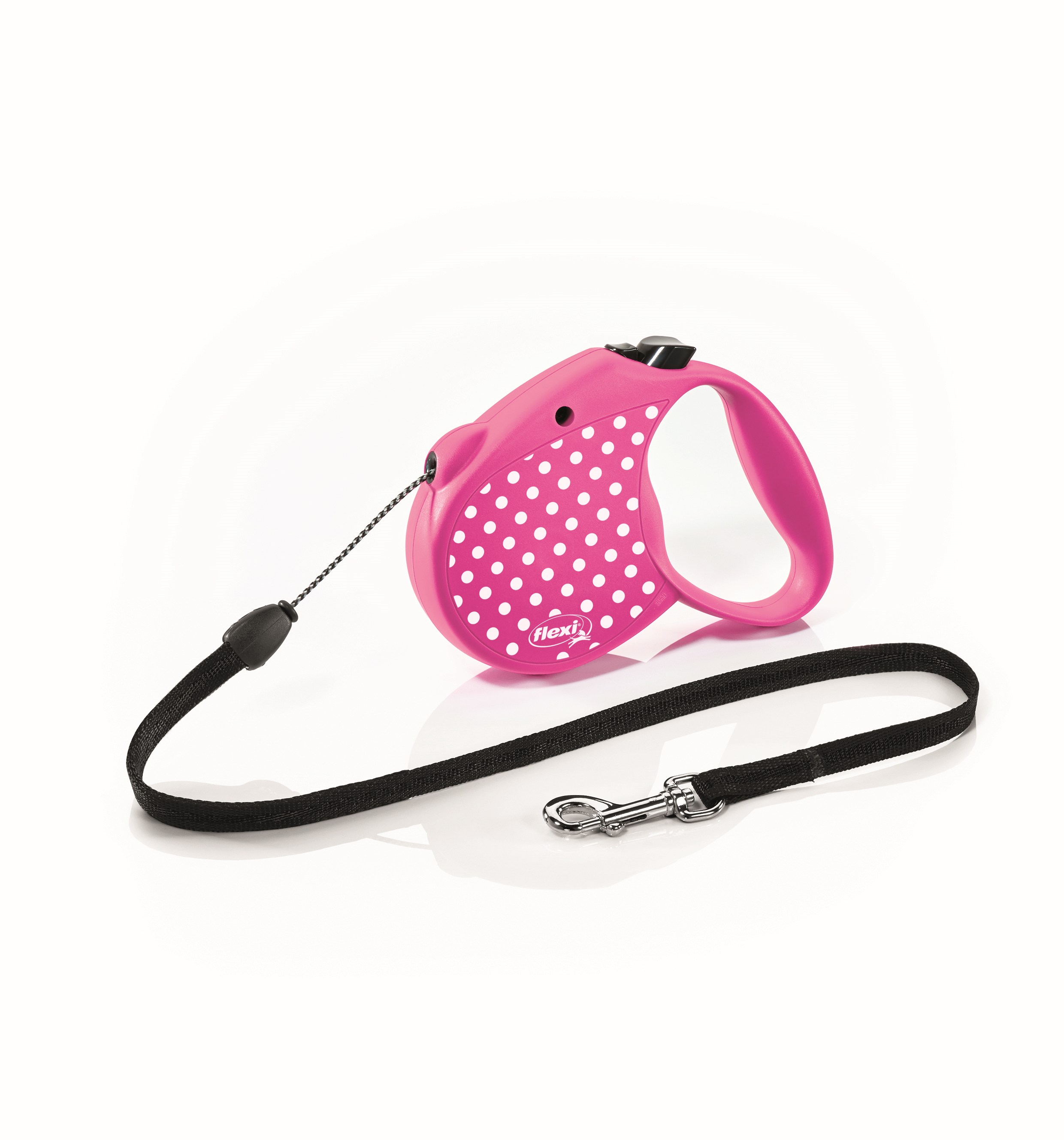 FLEXI Рулетка STANDART DOTS S трос  ремень 5 м до 12 кг малиново-розовый 54106F
