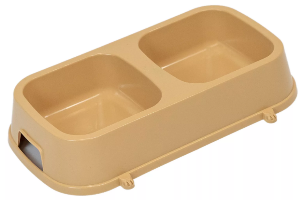 Миска пластиковая для кошек  двойная ЕВРО 250/250мл бежевая Дарэленд