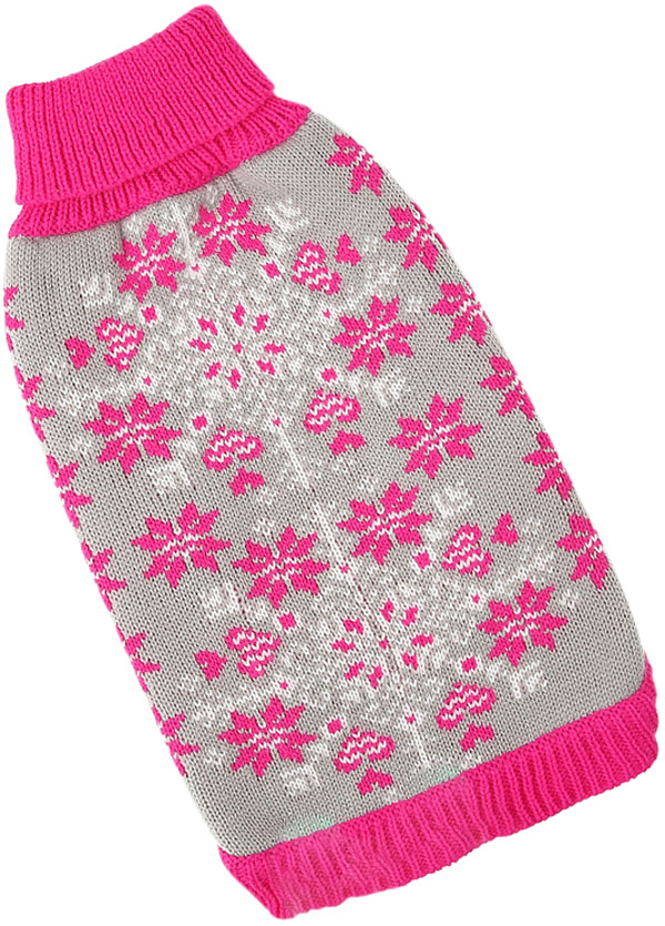 FOR MY DOG Свитер вязаный серо/розовый (12-14) FW832-2019