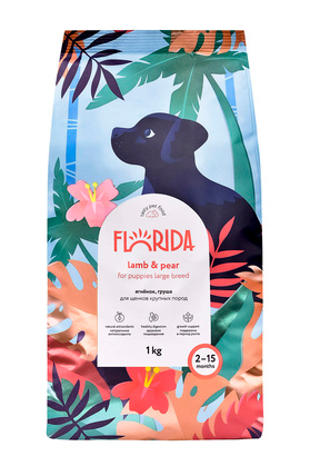 FLORIDA DOG Сухой корм для щенков крупных пород с ягненком и грушей 14 кг