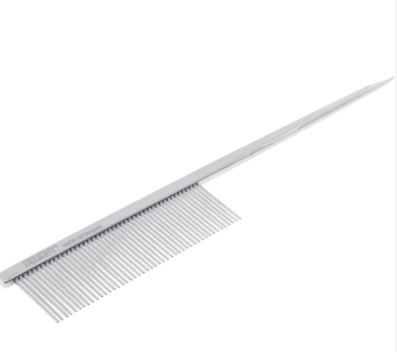 Расческа DeLIGHT сталь с "острой" ручкой-спицей  профессиональная зуб 22 мм 3121346L