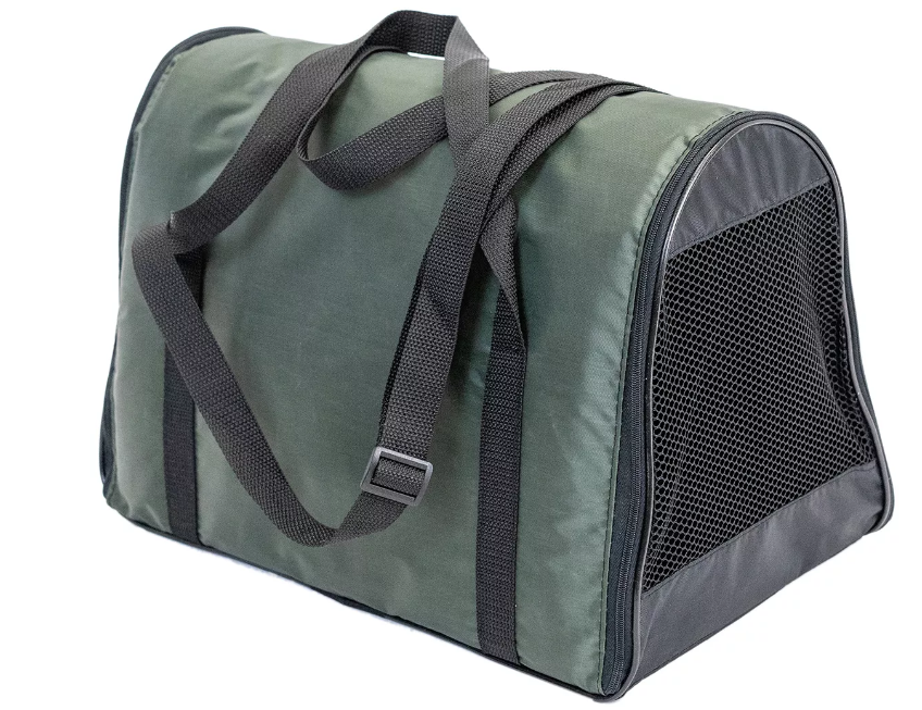 ЧИП Сумка-переноска КОНВЕРТ-ТУННЕЛЬ №3 расклад. с карманом и ремнем 45*28*30см, зелёная