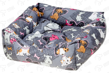 Лежанка прямоугольная/мягкие борта/ткань д/лоскут/шитья 38*38*14см Supersoft PW Kronos 11411000