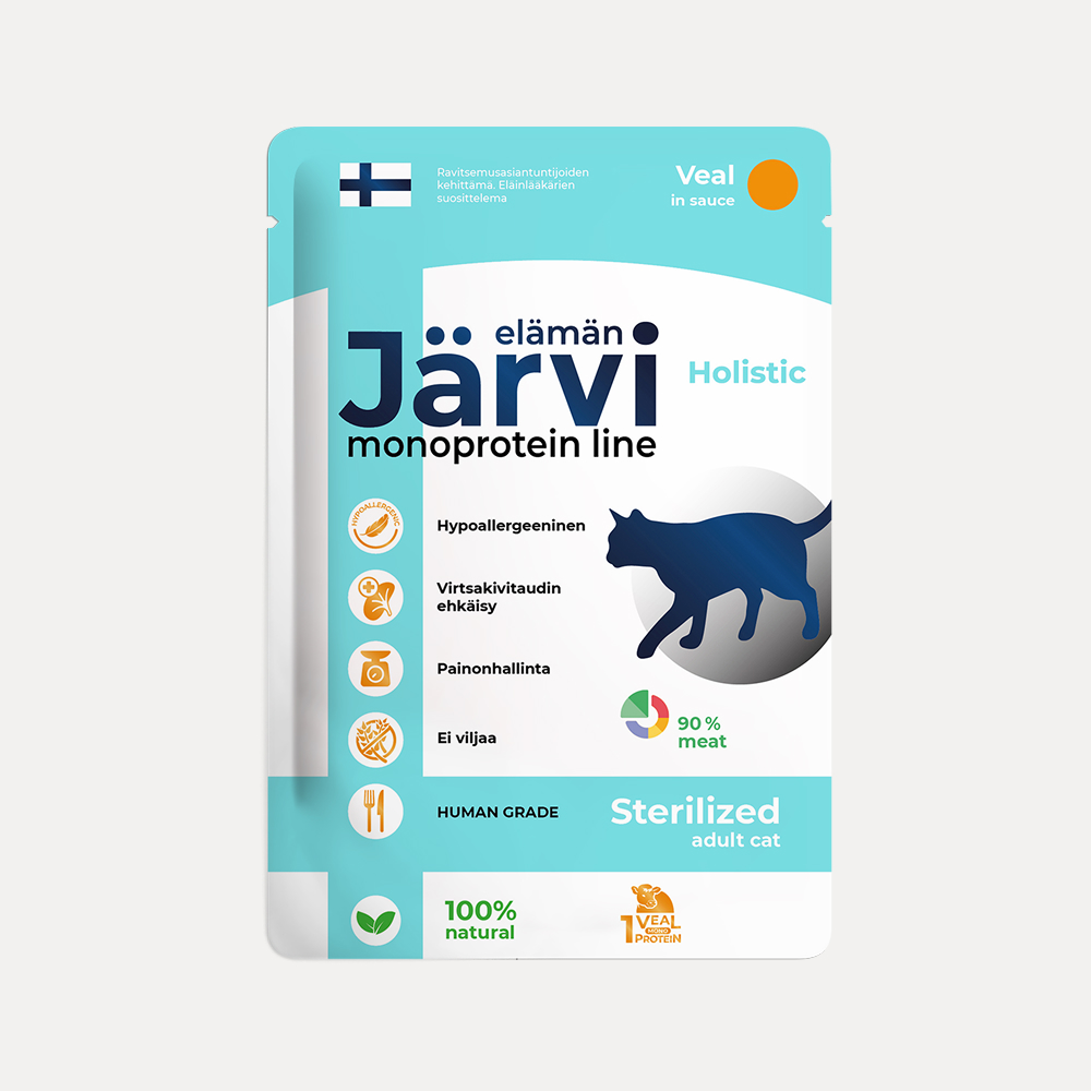 Jarvi (Ярви) влажный монопротеиновый корм для стерилизованных кошек телятина в соусе, 85 г