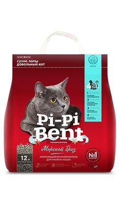 Наполнитель Pi-Pi-Bent (ПИ-ПИ-БЕНТ) Морской бриз 5 кг 12л