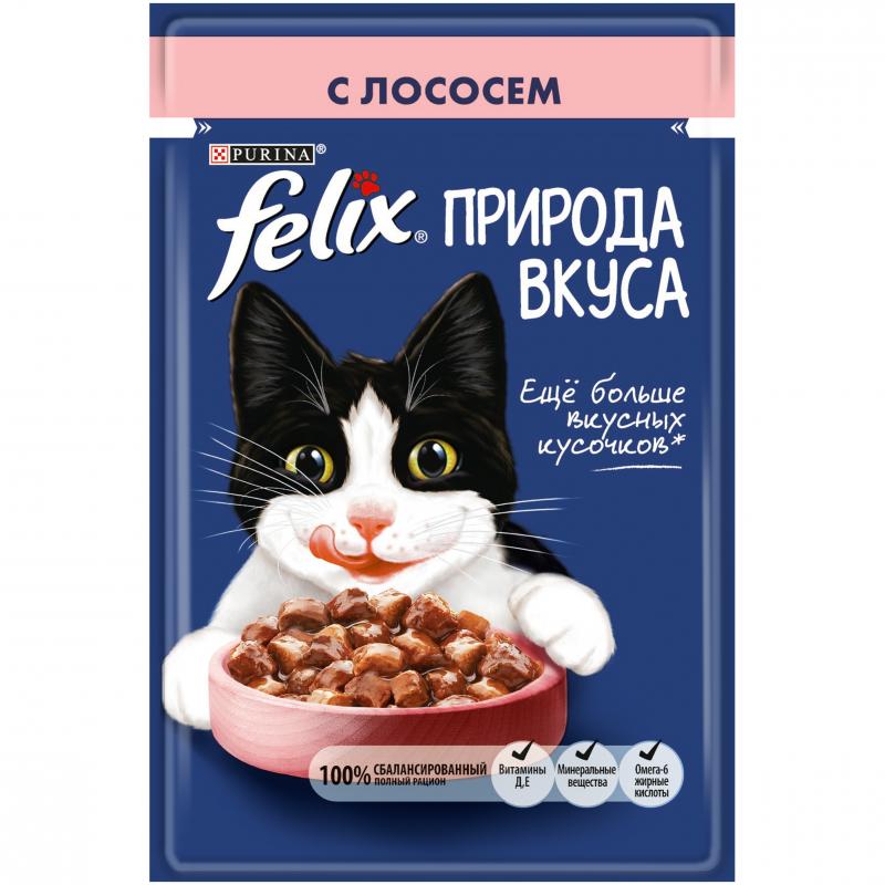 FELIX Природа Вкуса влажный корм для взрослых кошек лосось 85 г 12449984