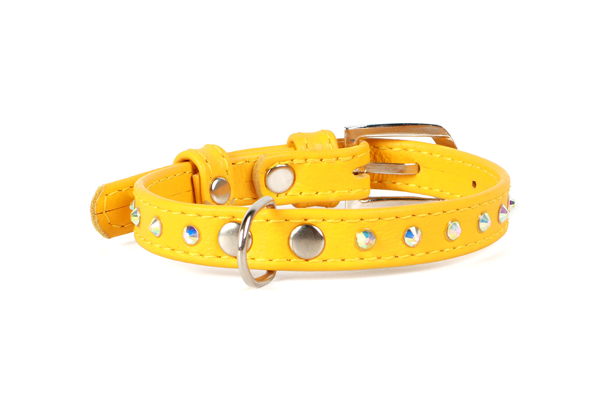 Ошейник "Collar Glamour" с клеевыми стразами желтый (ширина 10 мм длина 18-21 см) 32508