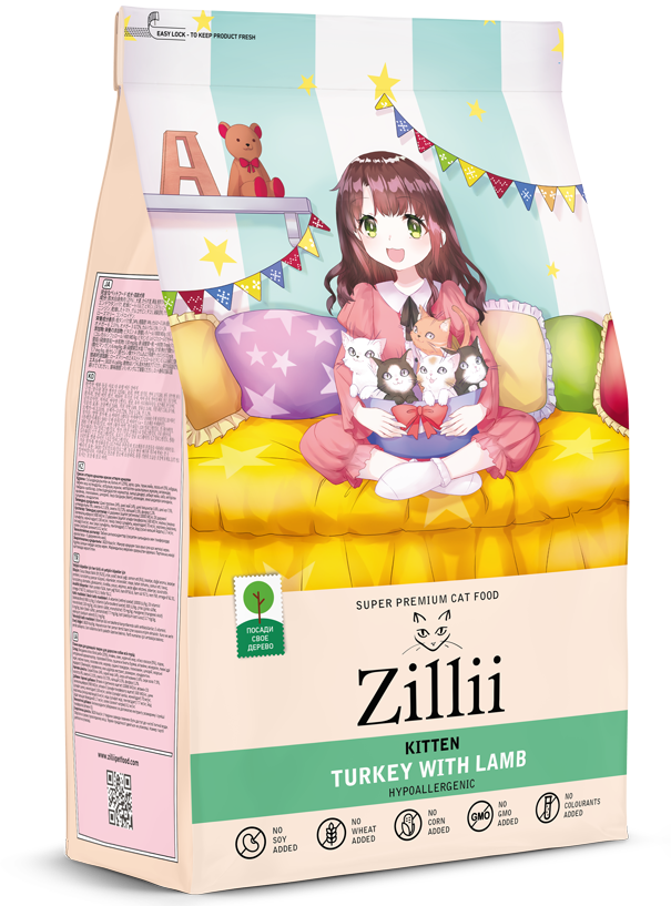 ZILLII (Зилли) Kitten сухой корм для котят с индейкой и ягненком, 400 г