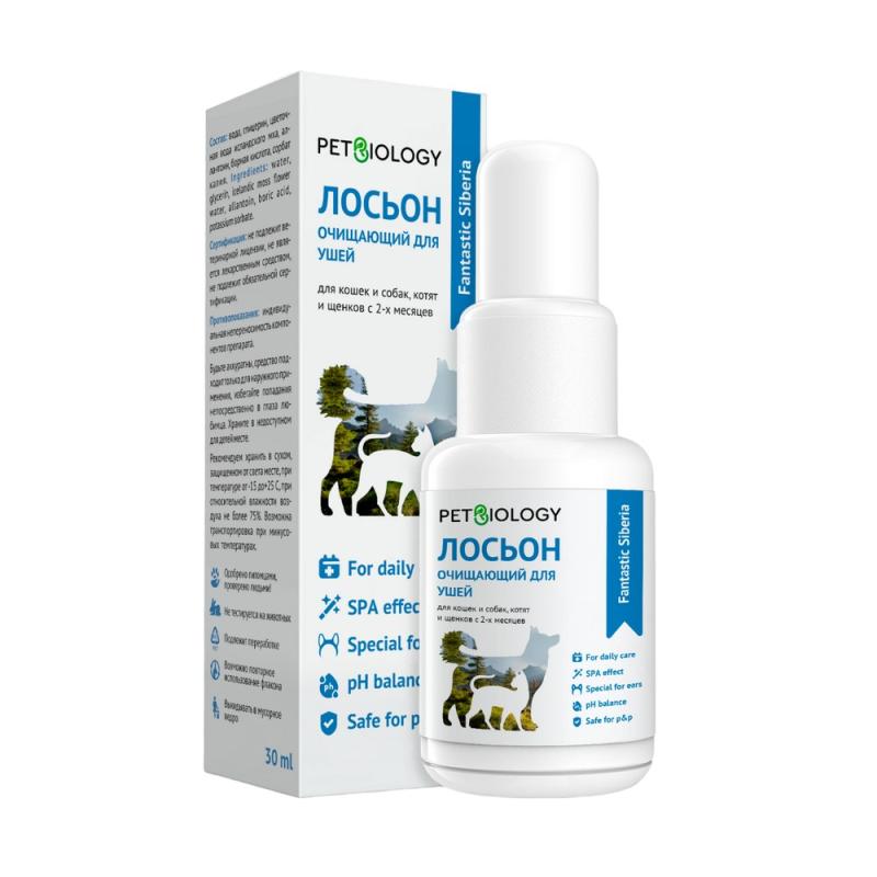 Лосьон очищающий для ушей для собак и кошек Сибирь, 30 мл PetBiology