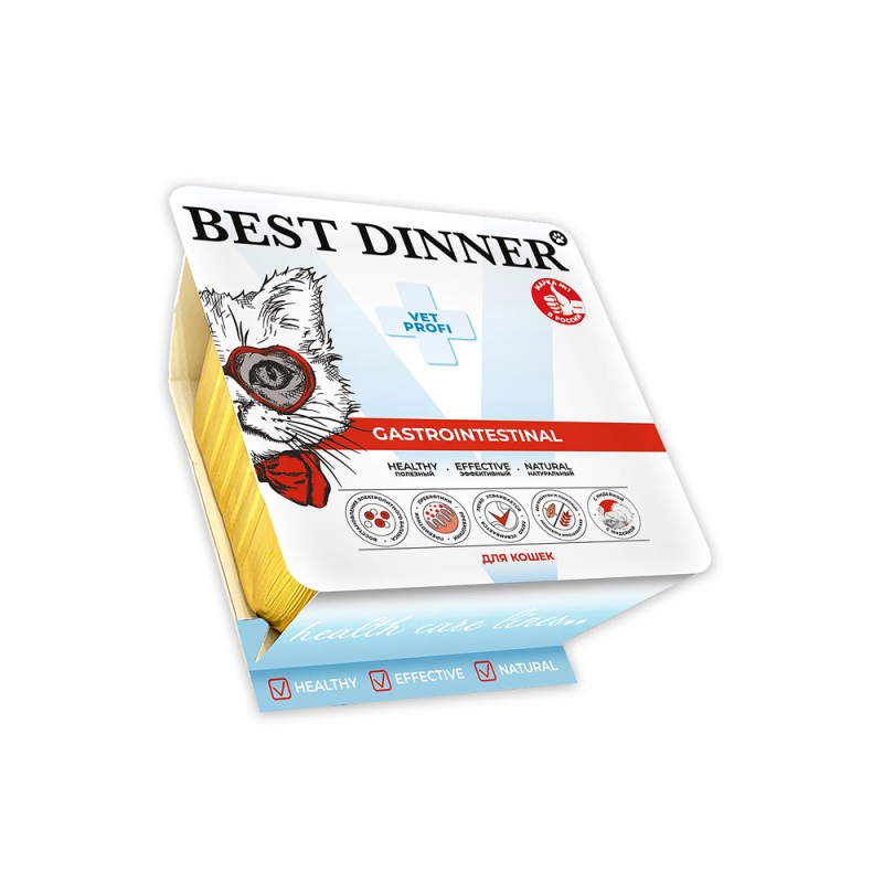 BEST DINNER (Бест Диннер) Vet Profi влажный корм для кошек гастроинтестинал паштет с индейкой 100 г