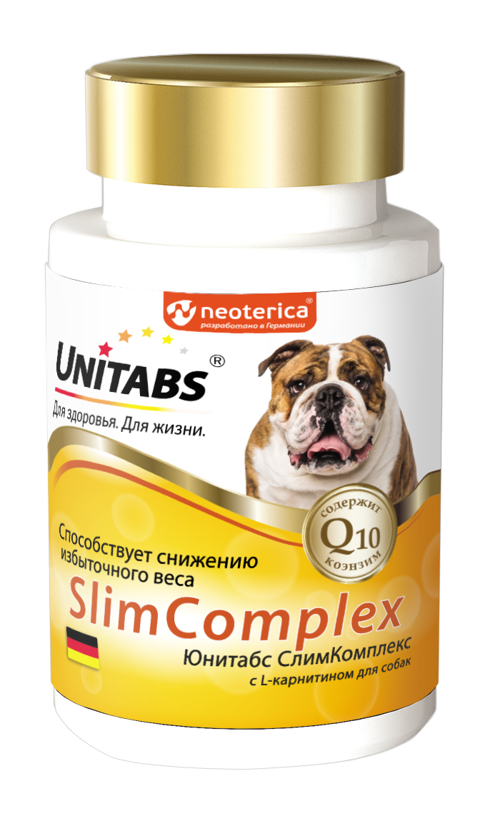 Unitabs (Юнитабс) СлимКомплекс с Q10 для собак с избыточным весом 100 таблеток, Неотерика