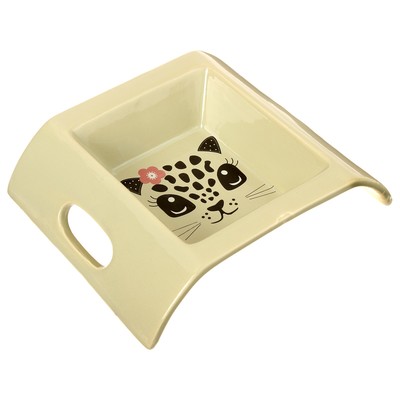 Миска керамическая "Киска" с ручками 18х15х4,5см хаки арт.1992098 Sima