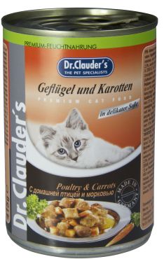 Dr.Clauder's консервы для кошек кусочки с домашней птицей и морковью 415 г