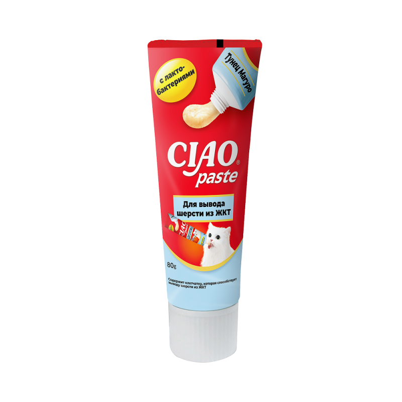 INABA ciao (Инаба Чао) паста для вывода шерсти со вкусом тунец Магуро, 80 г 