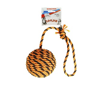 ДОГЛАЙК Мяч Броник средний с ручкой оранжево-черный D-5329