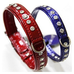 Ошейник Collar brilliance со стразами премиум класса (ширина 15 мм, длина 27-36 см) синий 302912