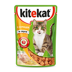 Kitekat (Китекат) влажный корм для кошек с курицей в соусе, 85 г.пауч 10151302