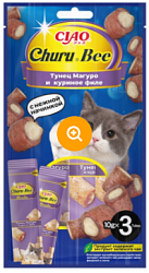 INABA (ИНАБА) Churu Bee Запеченные трубочки для кошек Тунец Магуро и куриное филе, 10 г х 3