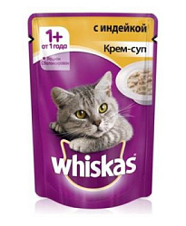 WHISKAS® (Вискас) влажный корм для кошек от 1 года крем-суп с индейкой 85 г пауч 10151097
