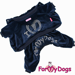 FOR MY DOG Костюм утепленный велюровый синий (14) FW1147-2021