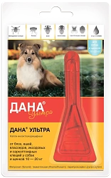 Дана Ультра капли от клещей и блох для собак 10-20 кг 1 пипетка*1,6 мл, Апиценна